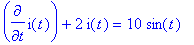 diff(i(t),t)+2*i(t) = 10*sin(t)